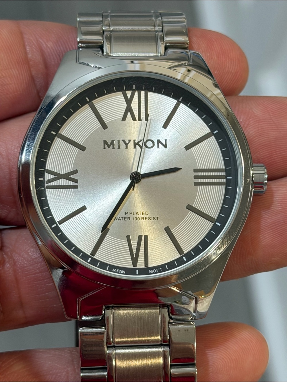 Miykon Silver Tone Roman Numeral Watch NWT 43.5mm